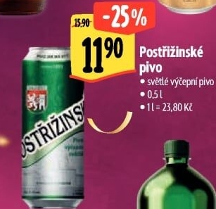 Pivo světlé výčepní Postřižinské Pivovar Nymburk