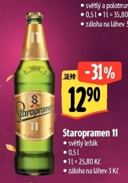 Pivo světlý ležák 11° Staropramen
