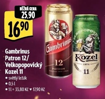 Pivo světlý ležák 12° Patron Gambrinus