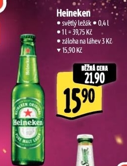 Pivo světlý ležák Heineken