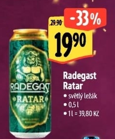 Pivo světlý ležák Ratar Radegast