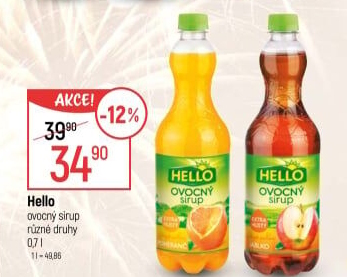 Sirup ovocný Hello