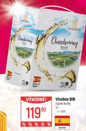 Víno Chardonnay Vinobox - bag in box