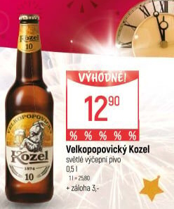 Pivo světlé výčepní 10°Velkopopovický Kozel