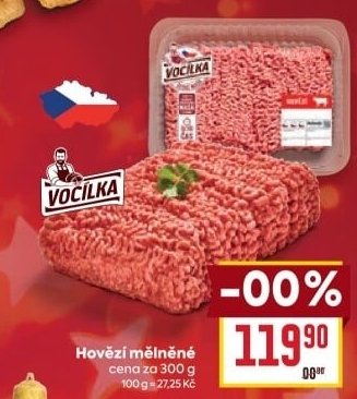 Mělněné hovězí maso Vocílka