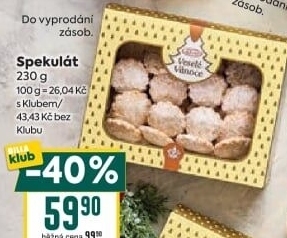 Sušenky Spekulát Klasa Pekárny a cukrárny Klatovy