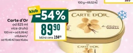 Zmrzlina ve vaničce Carte D'