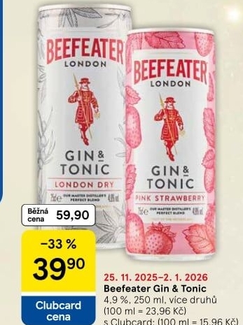 Míchaný nápoj Beefeater Gin a Tonic