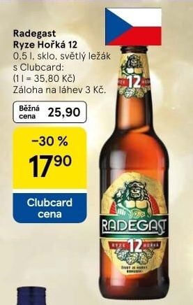 Pivo světlý ležák 12° Ryze hořká Radegast