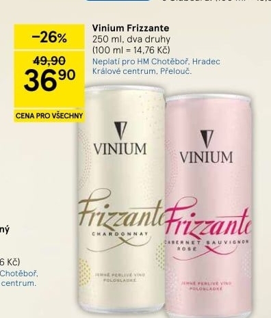 Vína Frizzante Vinium Velké Pavlovice