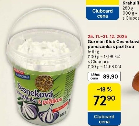 Česneková s pažitkou pomazánka Gurmán klub