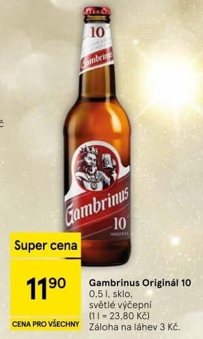 Pivo světlé výčepní Originál 10° Gambrinus