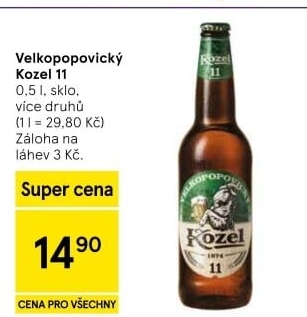 Pivo světlý ležák 11° Medium Velkopopovický Kozel
