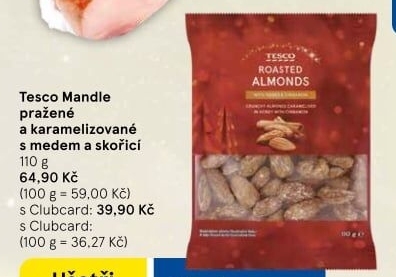 Pražené mandle v karamelu a skořici Tesco
