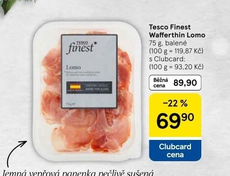 Šunka Wafferthino Lomo Tesco Finest