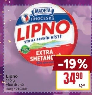 Tavený sýr Jihočeské Lipno Madeta
