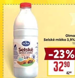 Mléko čerstvé selské Olma - 3,9% plnotučné