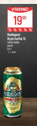 Pivo světlý ležák 12° Ryze hořká Radegast