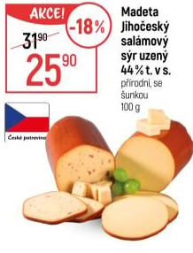 Sýr uzený salámový 44% Jihočeský Madeta