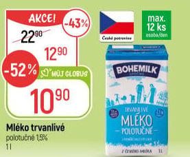 Mléko trvanlivé Bohemilk - 1,5% polotučné