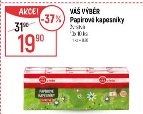 Papírové kapesníčky 3vrstvé Váš Výběr