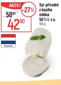 Sýr kozí přírodní 50%