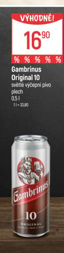 Pivo světlé výčepní Originál 10° Gambrinus