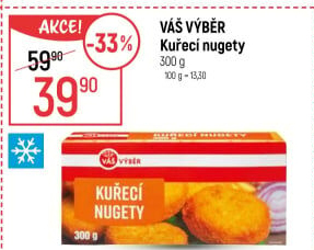 Kuřecí nugetky smažené mražené Váš Výběr
