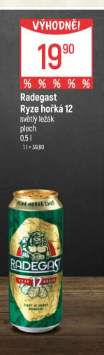 Pivo světlý ležák 12° Ryze hořká Radegast