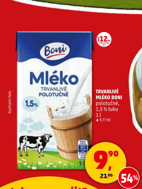 Mléko trvanlivé Boni - 1,5% polotučné