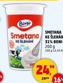 Smetana ke šlehání Boni 31%