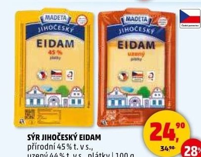Sýr Eidam uzený 44% Jihočeský Madeta