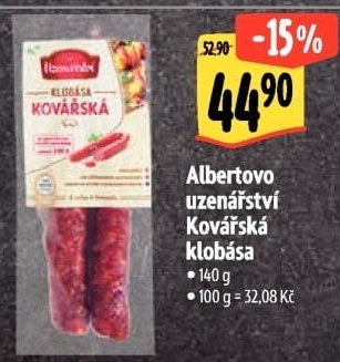 Kovářská klobása Albertovo uzenářství