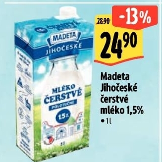 Mléko čerstvé lahodné Jihočeské Madeta - 1,5% polotučné