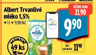 Mléko trvanlivé Albert - 1,5% polotučné