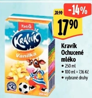 Nápoj mléko ochucené Kravík Tatra