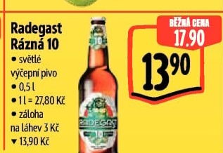 Pivo světlé výčepní Rázná 10° Radegast - Albert akcniletaky.com