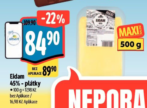 Sýr Eidam 45% Albert