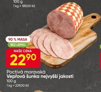 Vepřová šunka nejvyšší jakosti Poctivá Moravská