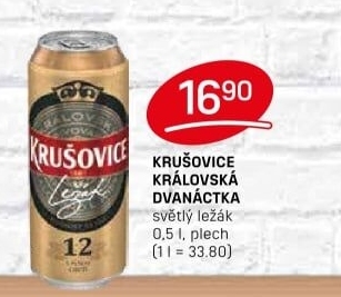 Pivo světlý ležák Královský 12° Krušovice