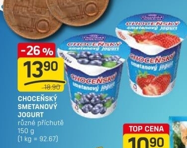 Jogurt smetanový ochucený Choceňský