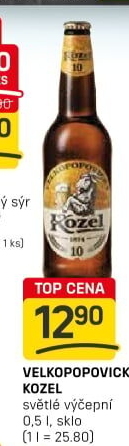 Pivo světlé výčepní 10°Velkopopovický Kozel