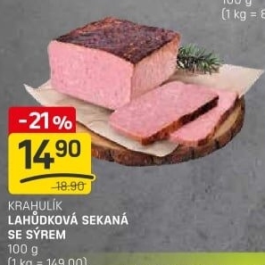 Sekaná lahůdková se sýrem Krahulík