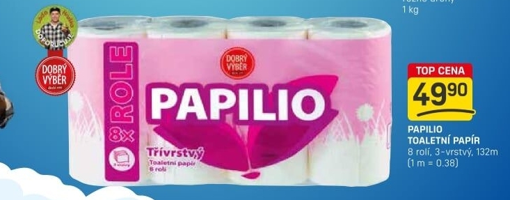 Toaletní papír 3vrstvý Papilio Dobrý Výběr