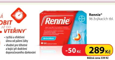 Žvýkací tablety proti pálení žáhy Rennie
