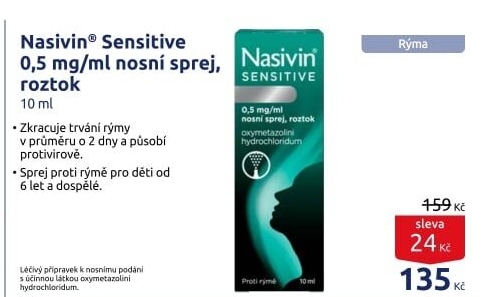 Kapky nosní Sensitive 0,05% Nasivin