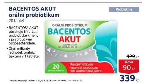 Orální probiotikum Bacentos Akut