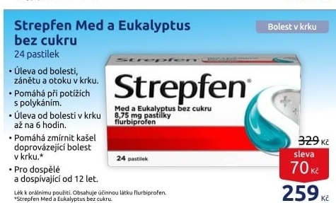 Pastilky proti bolesti v krku Strepfen