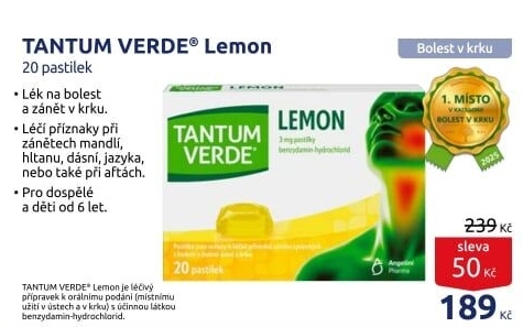 Pastilky proti bolesti v krku Tantum Verde