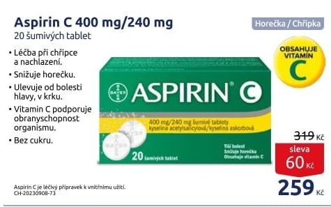 Šumivé tablety proti chřipce a nachlazení Aspirin C Bayer